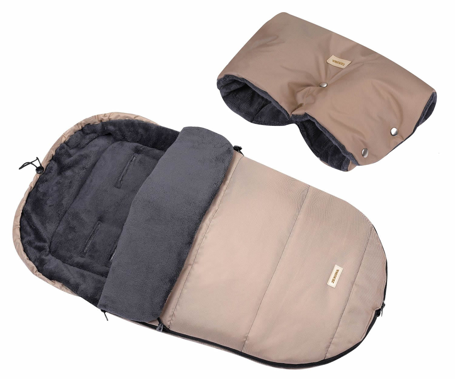 Winter Fußsack - Schlafsack für Kinderwagen mit Handmuff, Plüschfutter