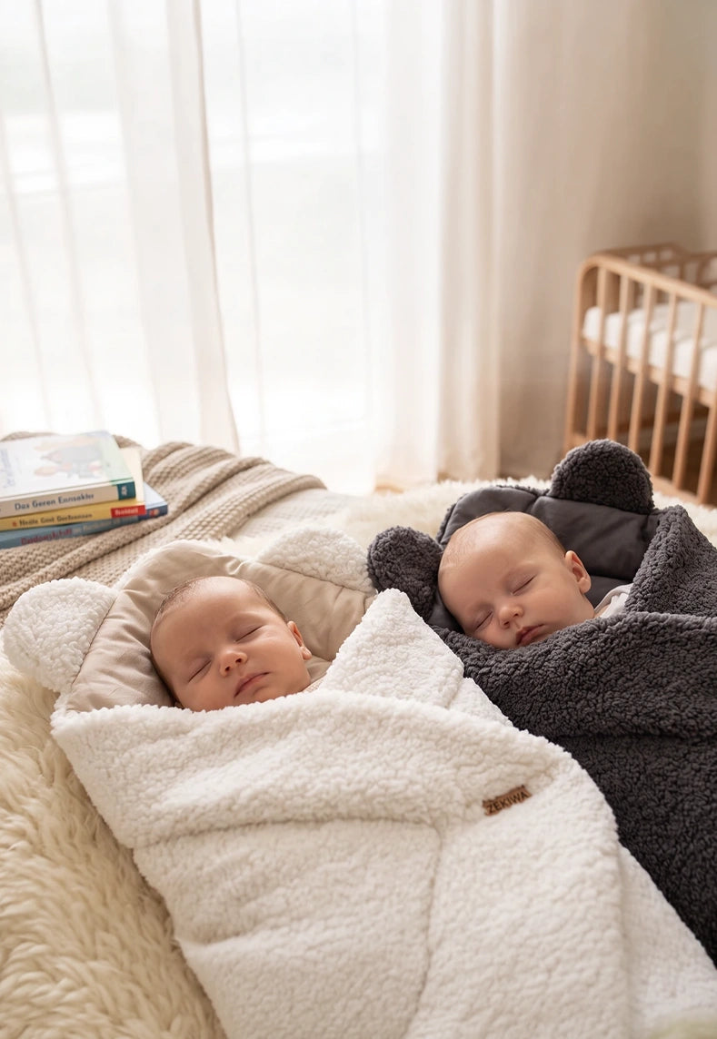 Puckdecke - Kokon, Baby Einschlagdecke - grau - für Kinderwagen geeignet