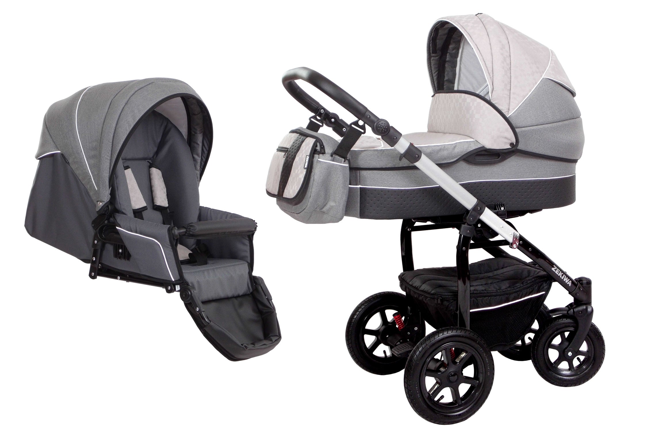 ZEKIWA 2 in 1 Kinderwagen - Karogitter Beige - B - Ware