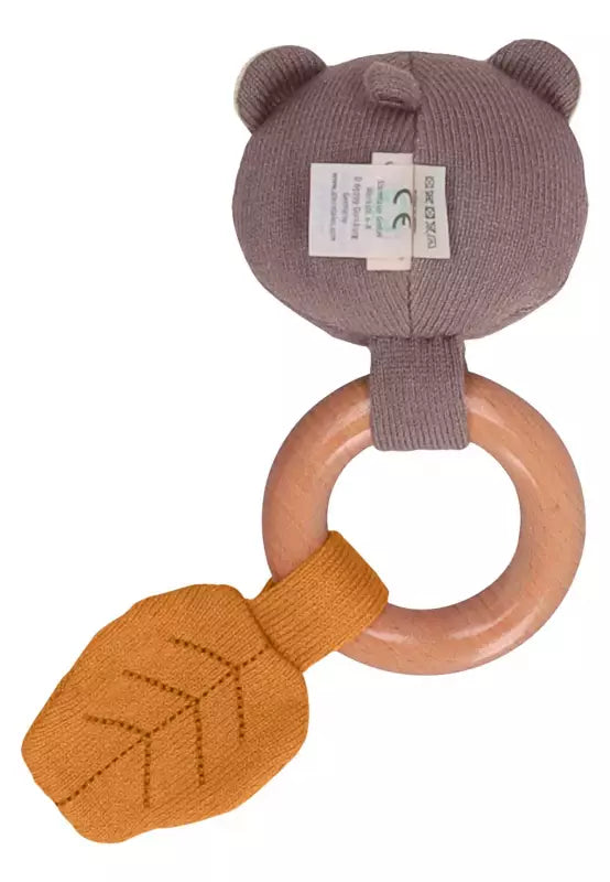 Sterntaler - GOTS Baby Strick Spielfigur Bär mit Holz Greifring