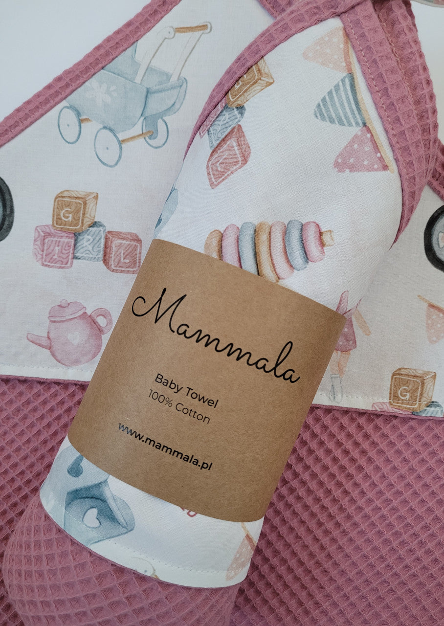 Babybadetuch mit Kaputze pink
