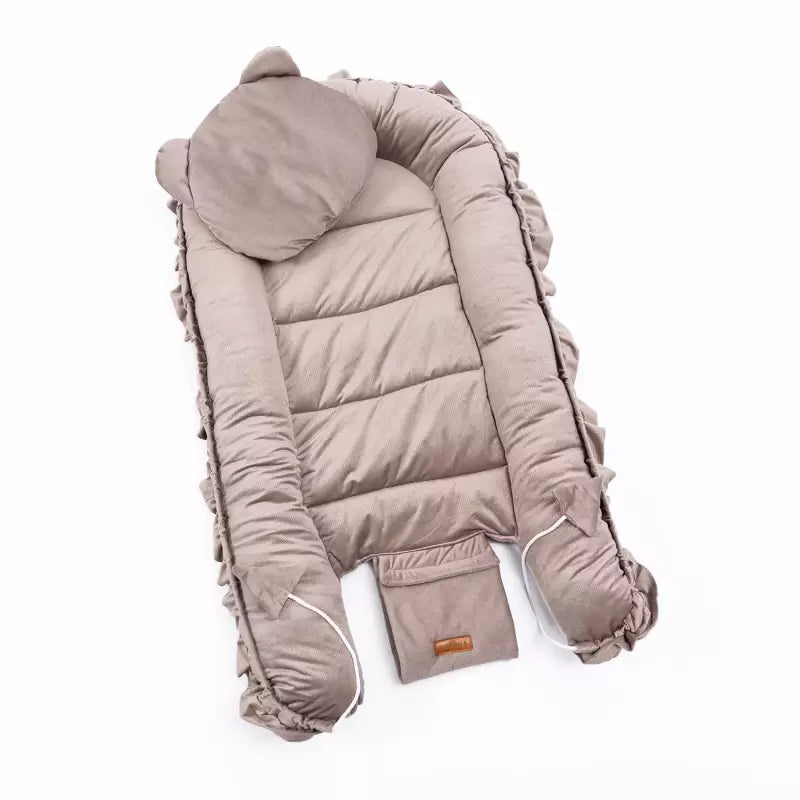 Babybettchen/Nestchen Samt - mit Kissen - Farbe braun