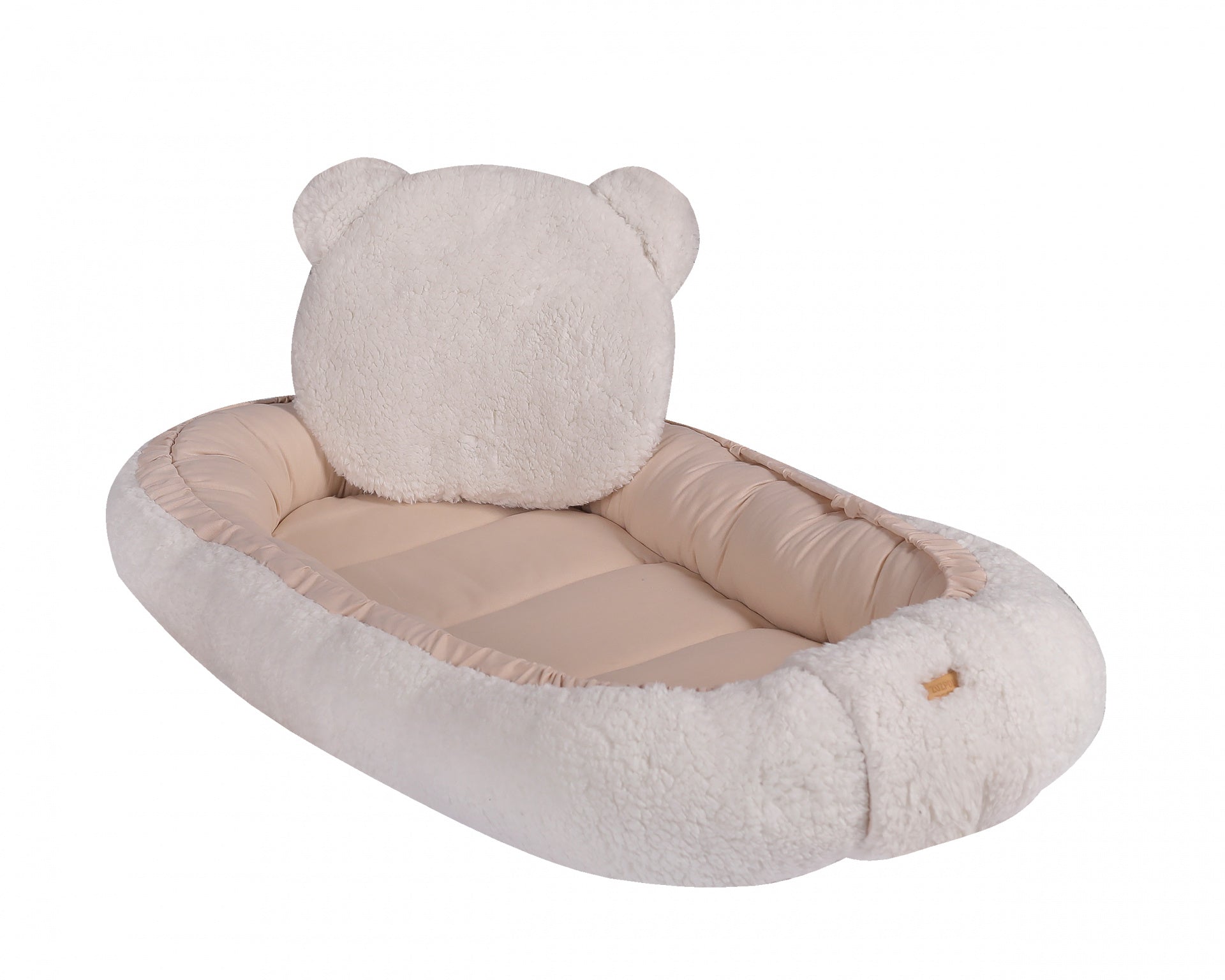 Babybettchen Nestchen mit Kissen, beige, 100% Baumwolle Teddy-Plüsch