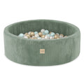 Plush Nest - Bällebad Cord-grün inkl. 200 Bälle (perl, silber, hellblau)
