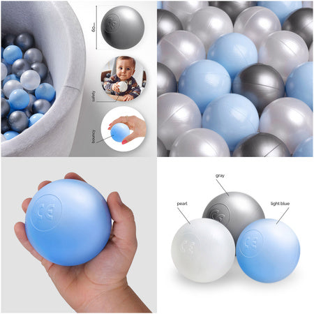 Plush Nest - Bällebad Cord-grün inkl. 200 Bälle (perl, silber, hellblau)