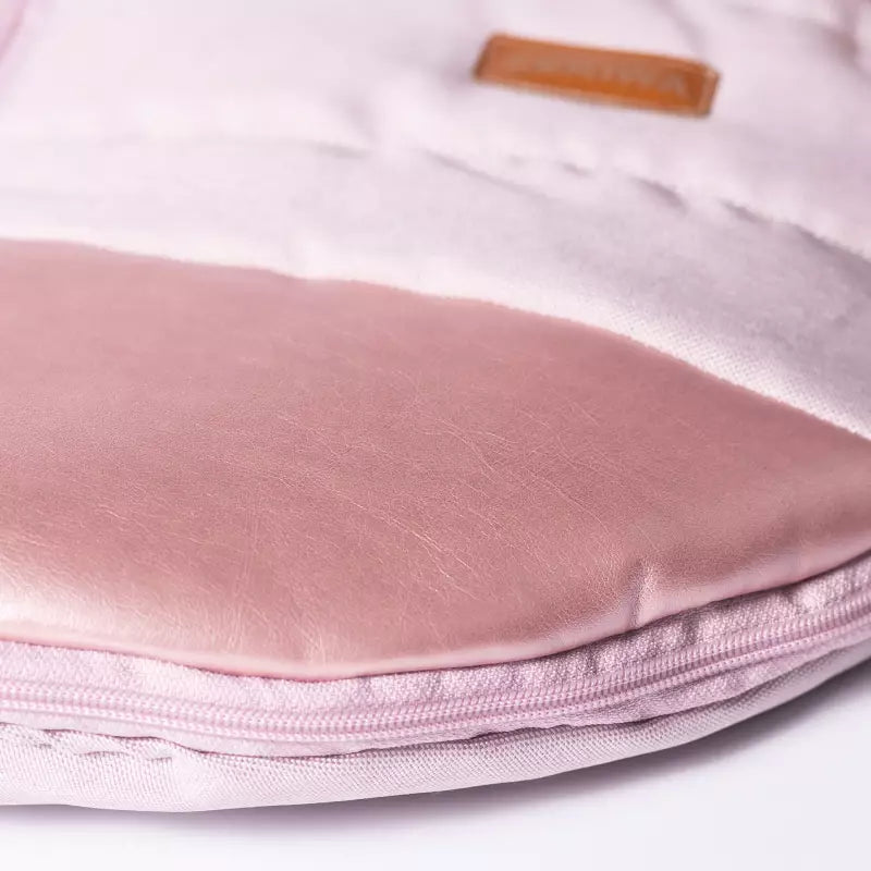Warmer Winter Fußsack mit Handschuhen für Kinderwagen oder Schlitten, hellrosa mit Plüschfell - 110 cm