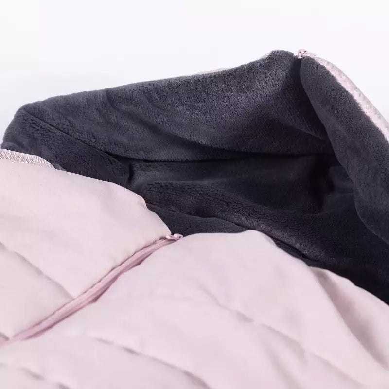 Warmer Winter Fußsack mit Handschuhen für Kinderwagen oder Schlitten, hellrosa mit Plüschfell - 110 cm