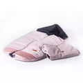 Warmer Winter Fußsack mit Handschuhen für Kinderwagen oder Schlitten, hellrosa mit Plüschfell - 110 cm