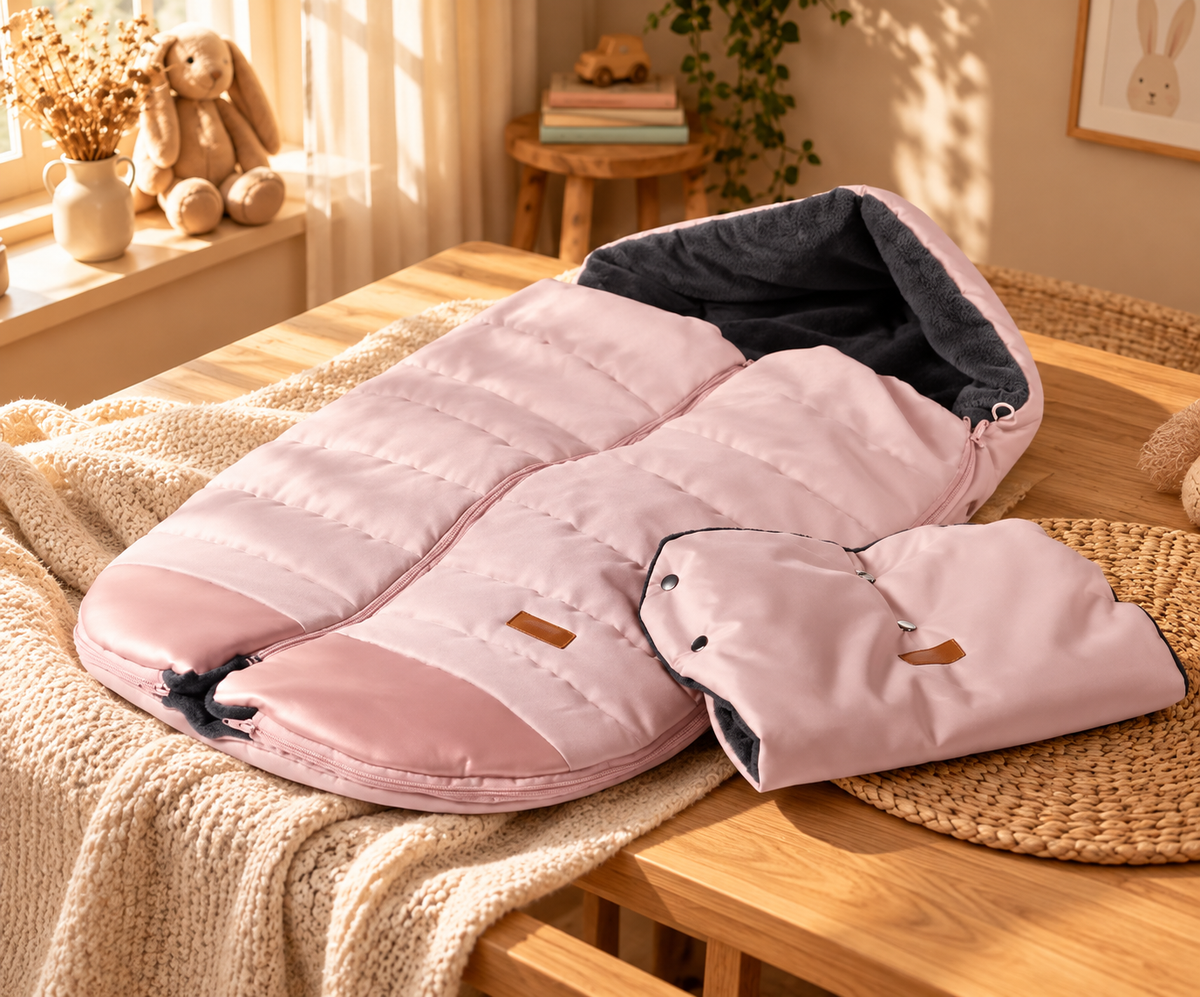 Winter Fußsack mit Handschuhen mit Plüschfell - 110 cm