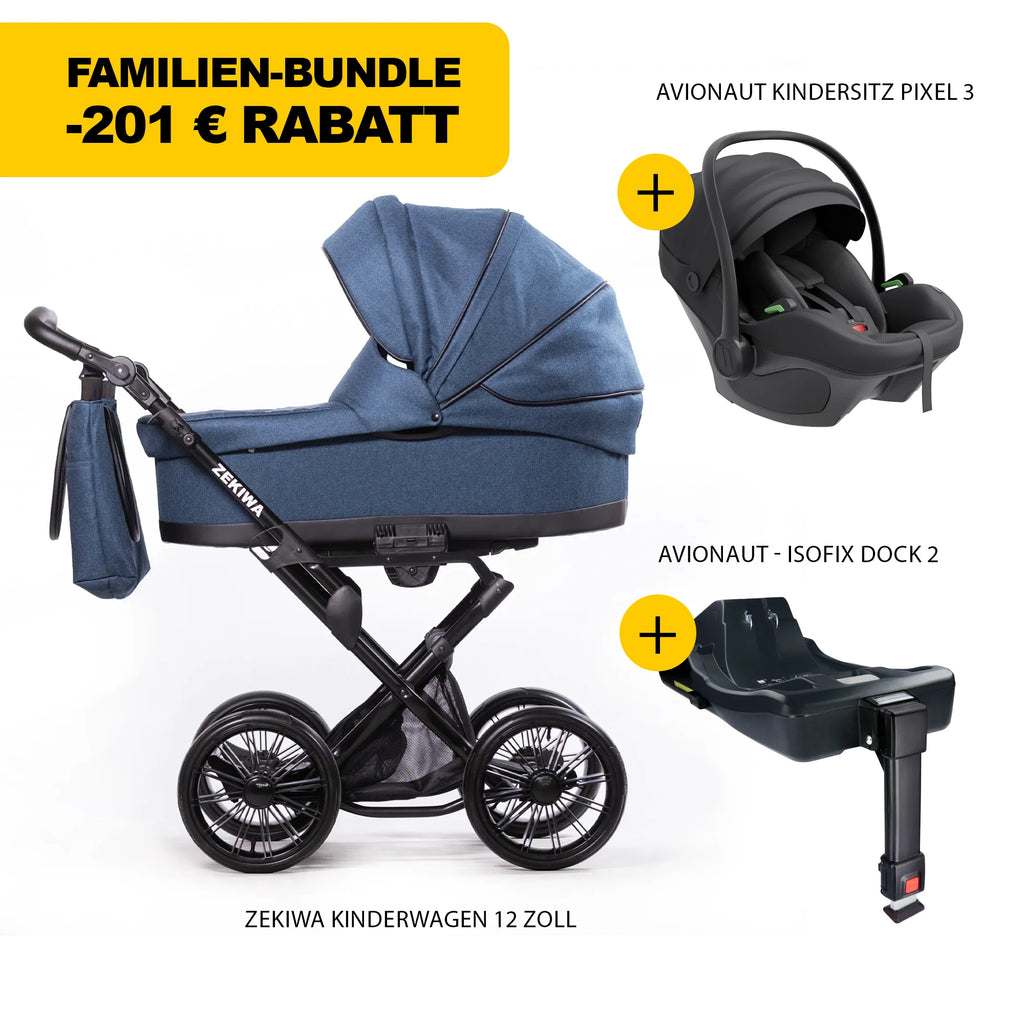 ZEKIWA 4 in 1 Kinderwagen Bundle - Aqua