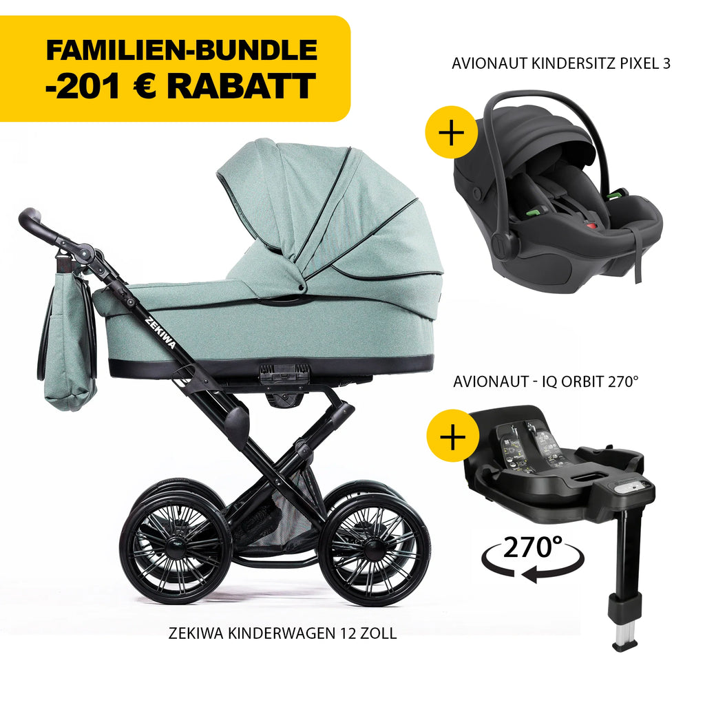 ZEKIWA 4 in 1 Kinderwagen Bundle - New Green