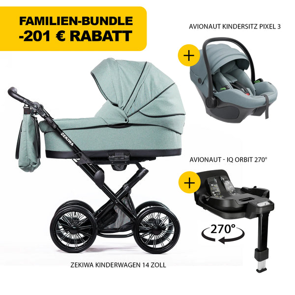 ZEKIWA 4 in 1 Kinderwagen Bundle - New Green