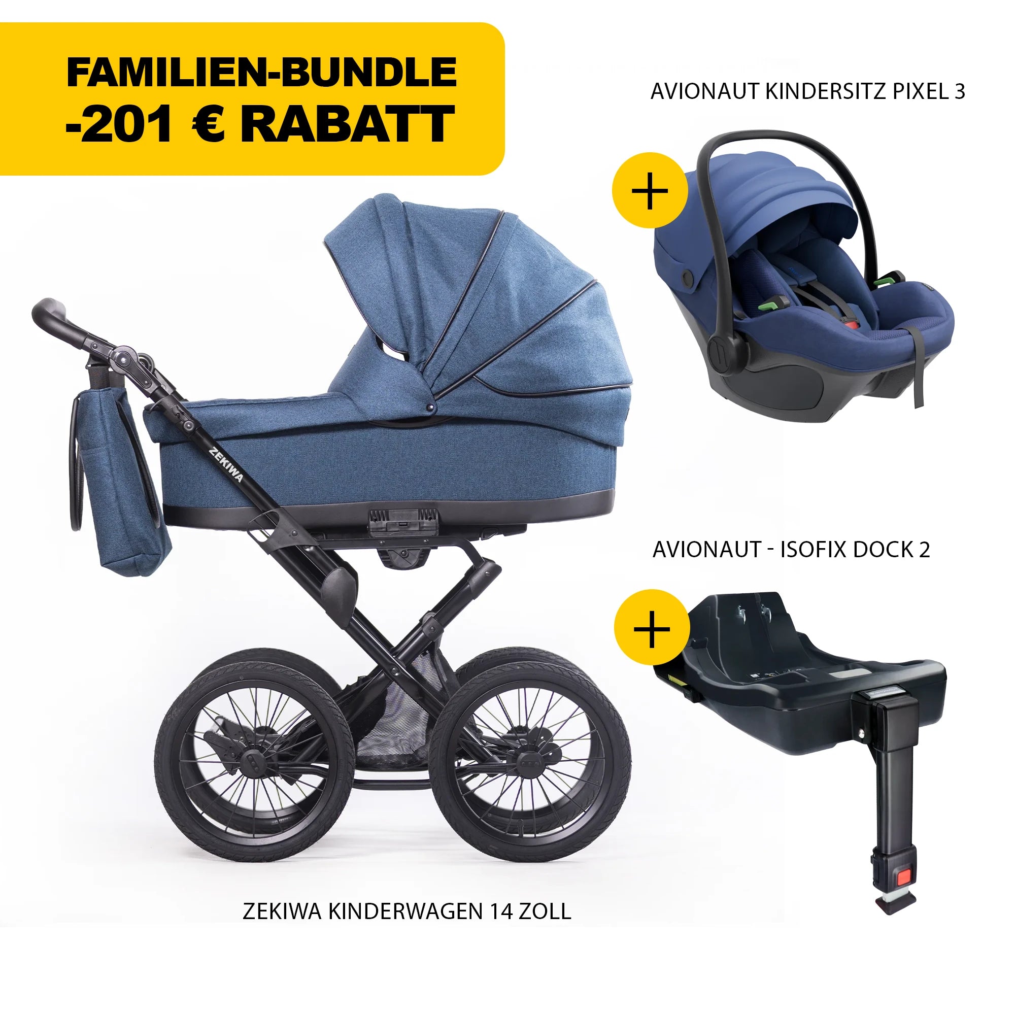 ZEKIWA 4 in 1 Kinderwagen Bundle - Aqua
