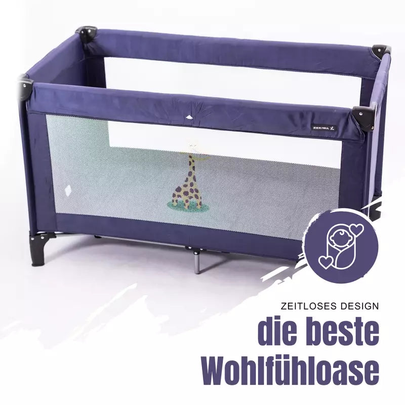Zekiwa Kinder Reisebett mit Transporttasche - Kinderbett Marine 125 cm x 65 cm