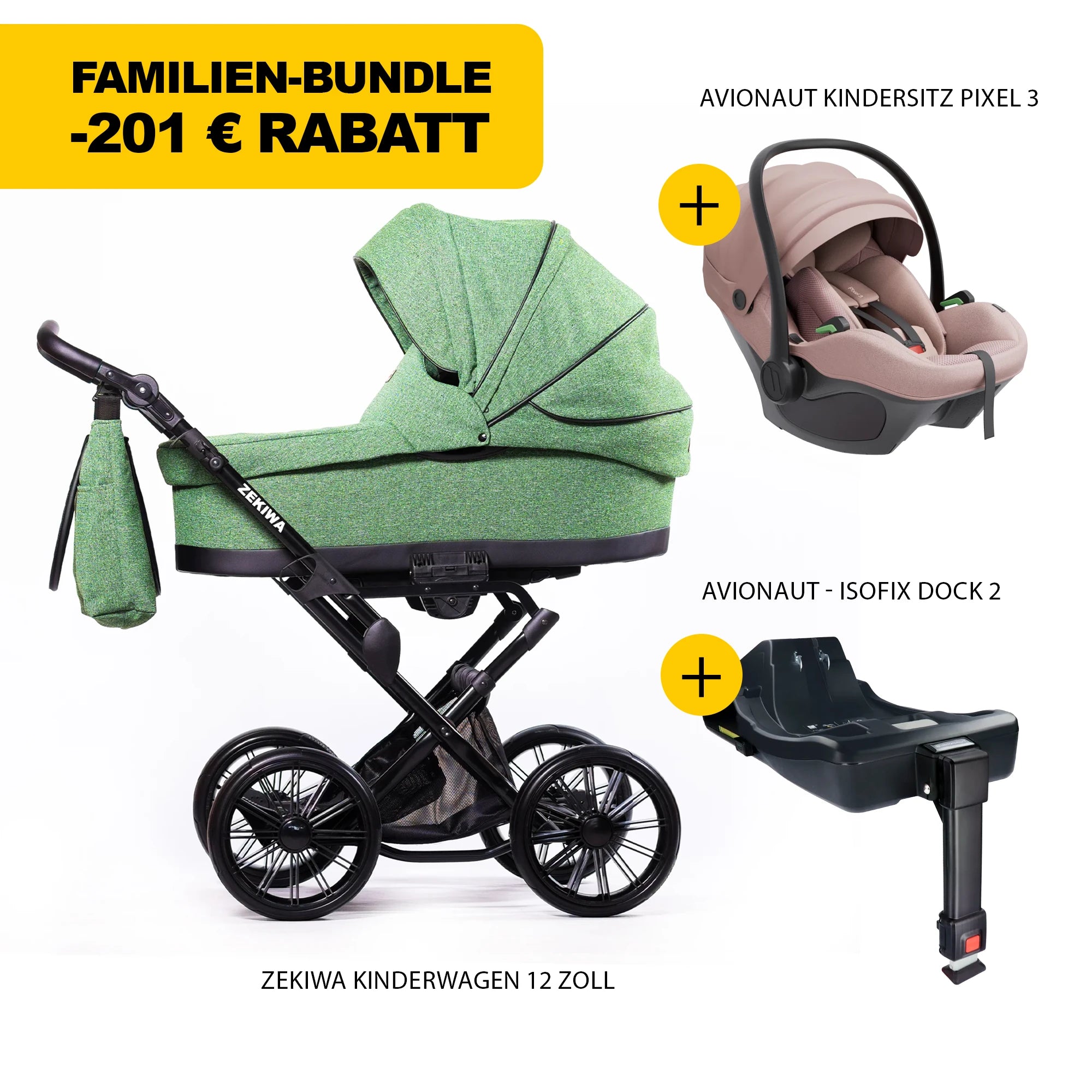 ZEKIWA 4 in 1 Kinderwagen Bundle - Flora