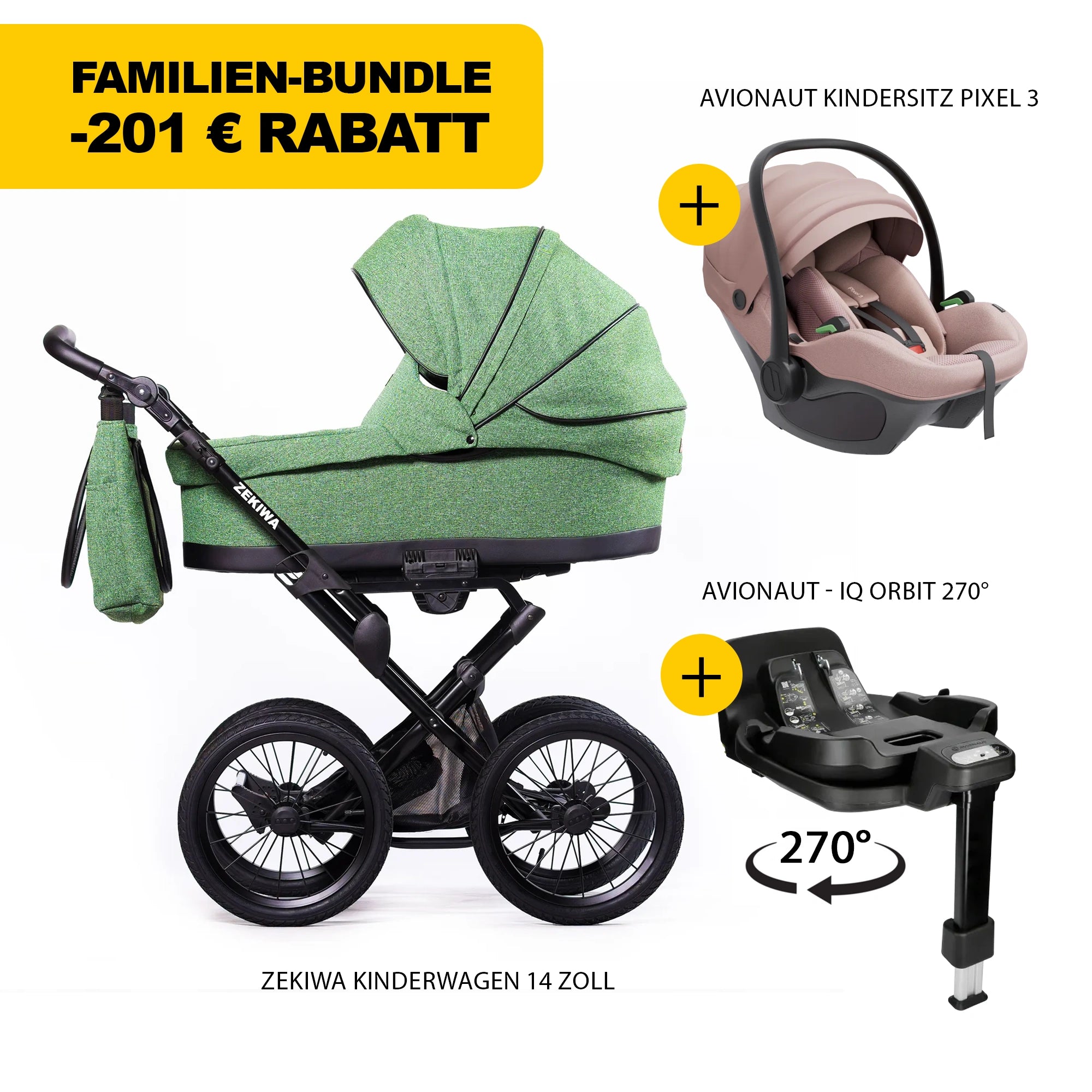 ZEKIWA 4 in 1 Kinderwagen Bundle - Flora