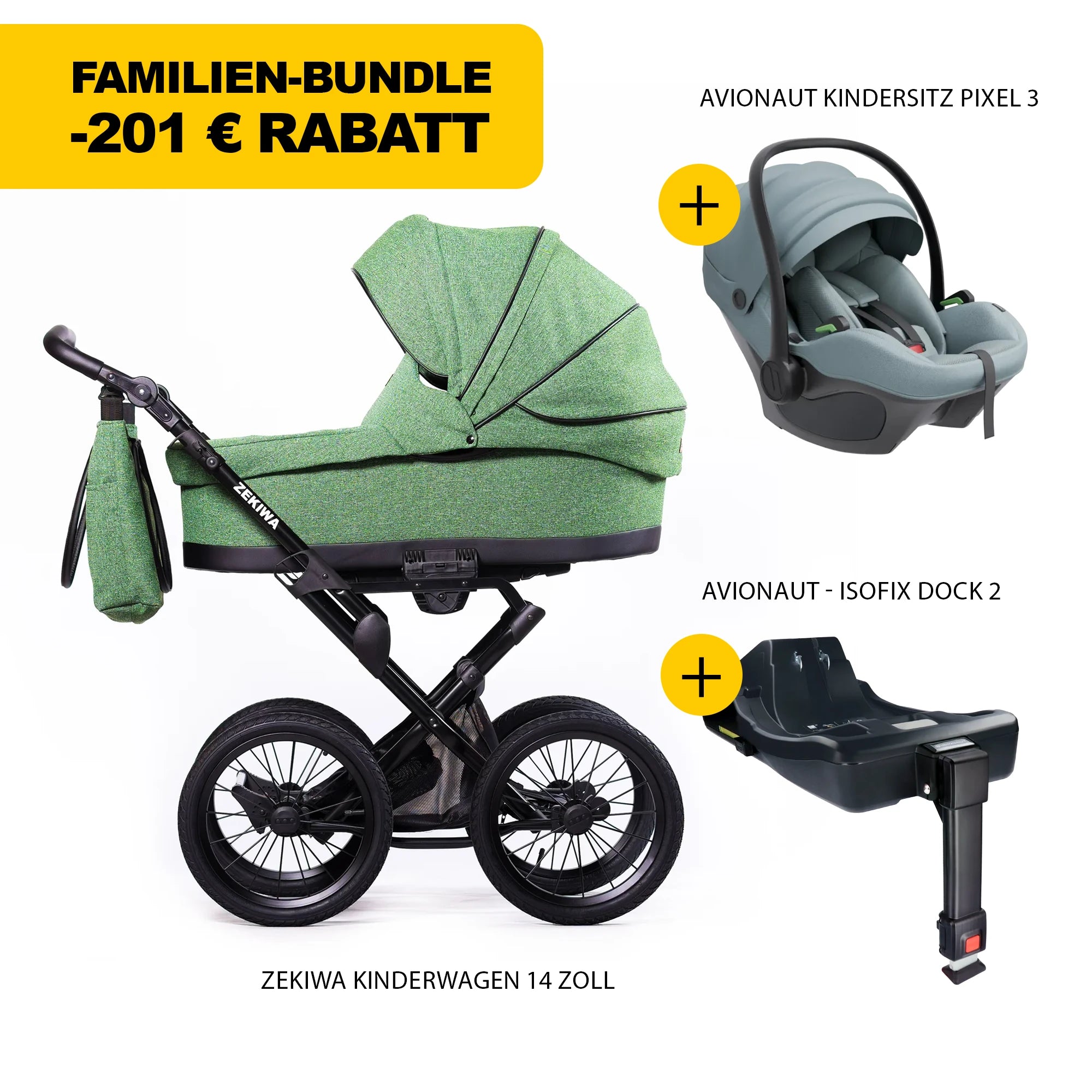 ZEKIWA 4 in 1 Kinderwagen Bundle - Flora