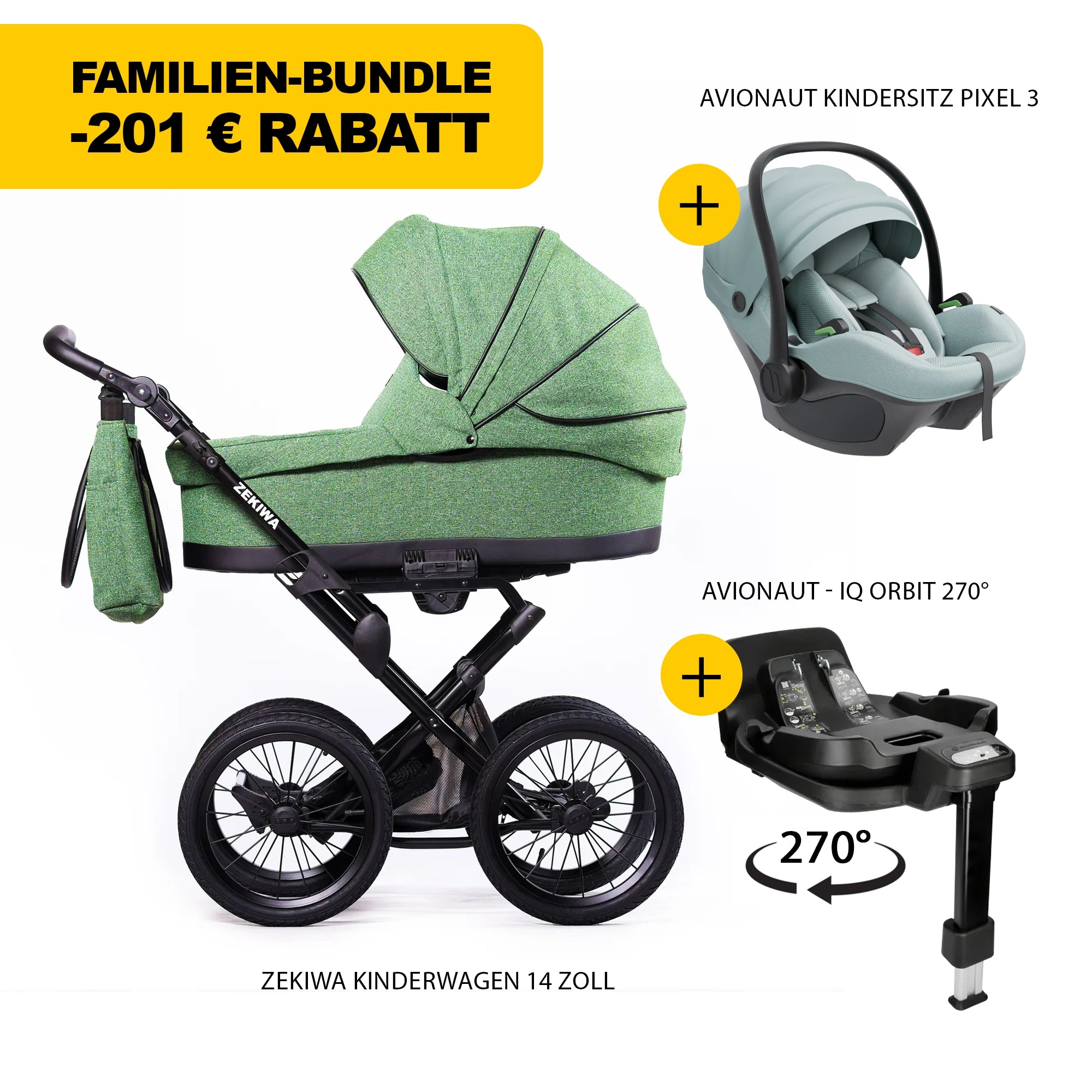ZEKIWA 4 in 1 Kinderwagen Bundle - Flora