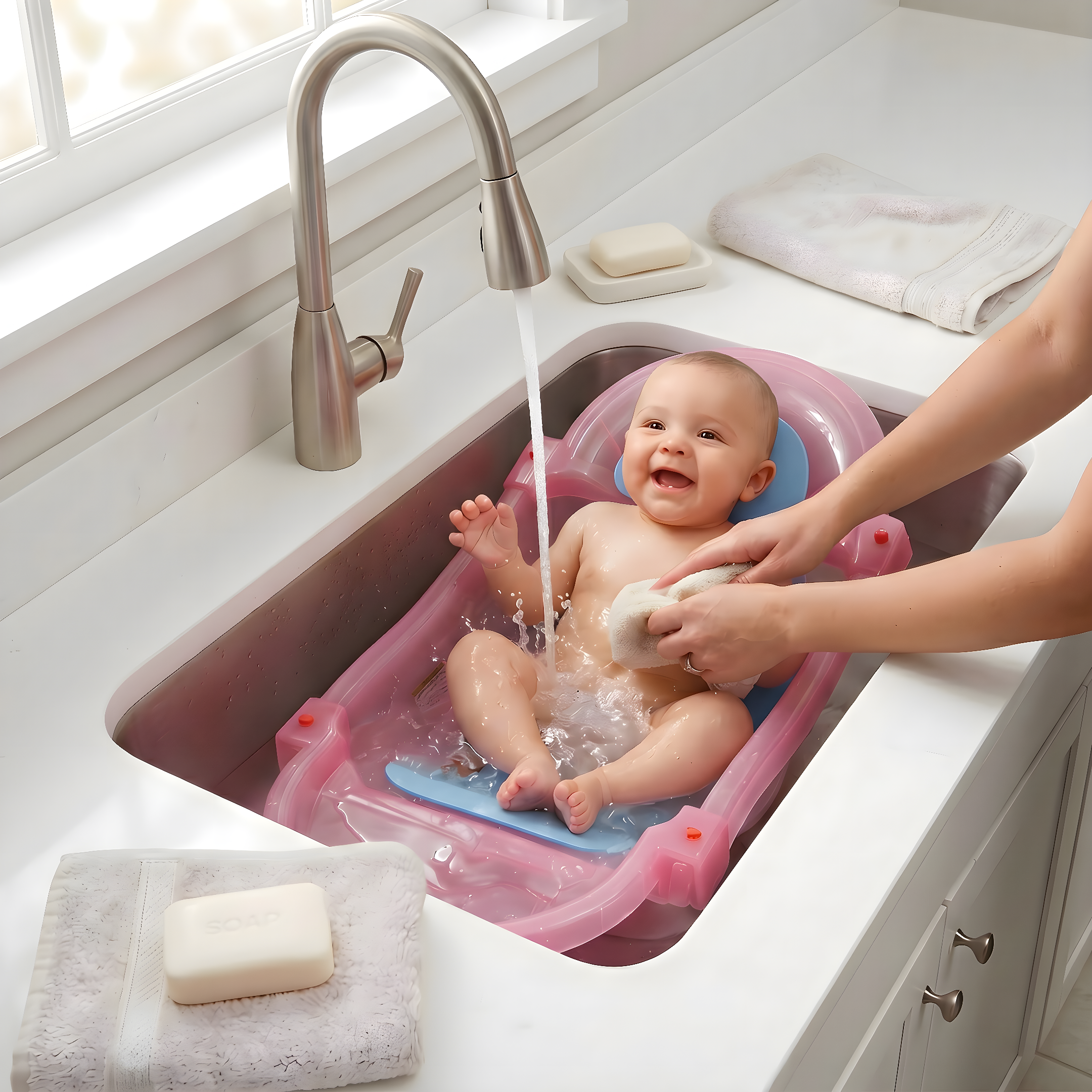 ZEKIWA Baby Badewanne ausziehbar bis 74cm - rosé