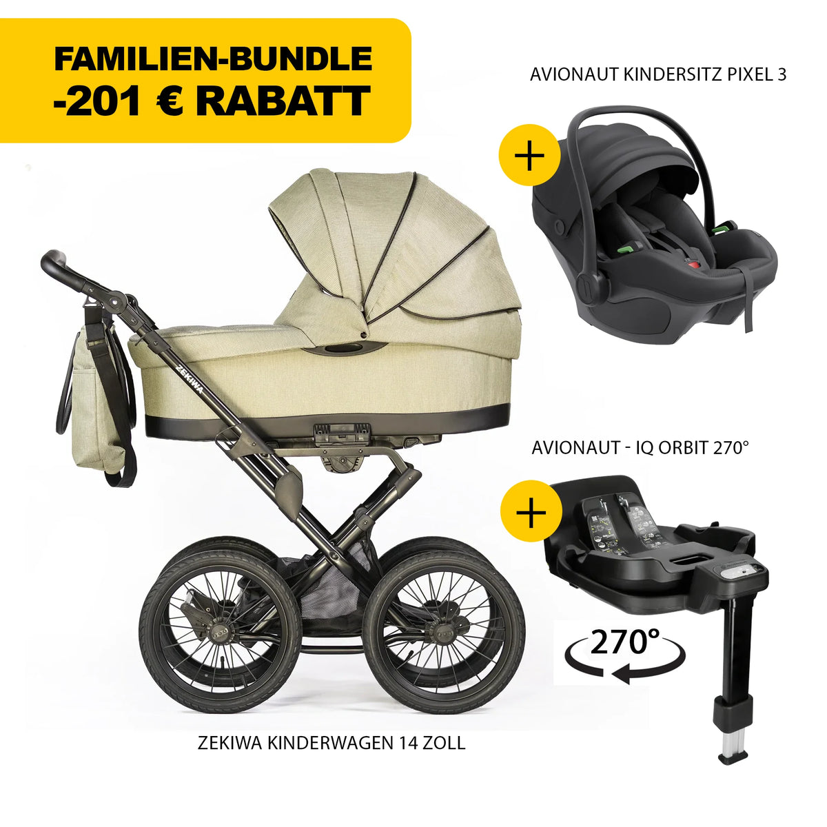 ZEKIWA 4 in 1 Kinderwagen Bundle - olive