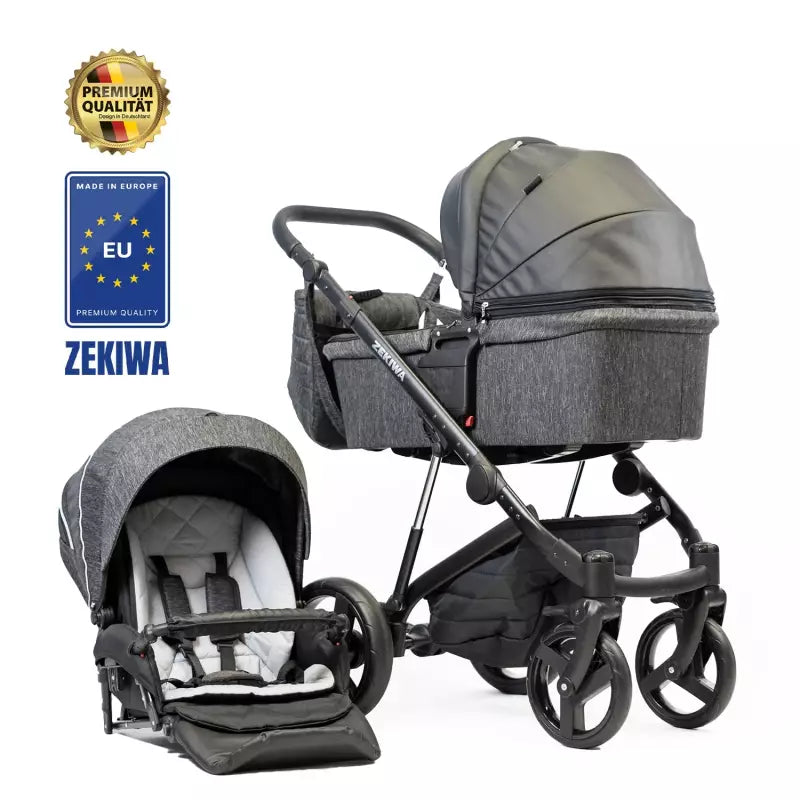 ZEKIWA 2 in 1 Kinderwagen - Brilliant Schwarz Graphit