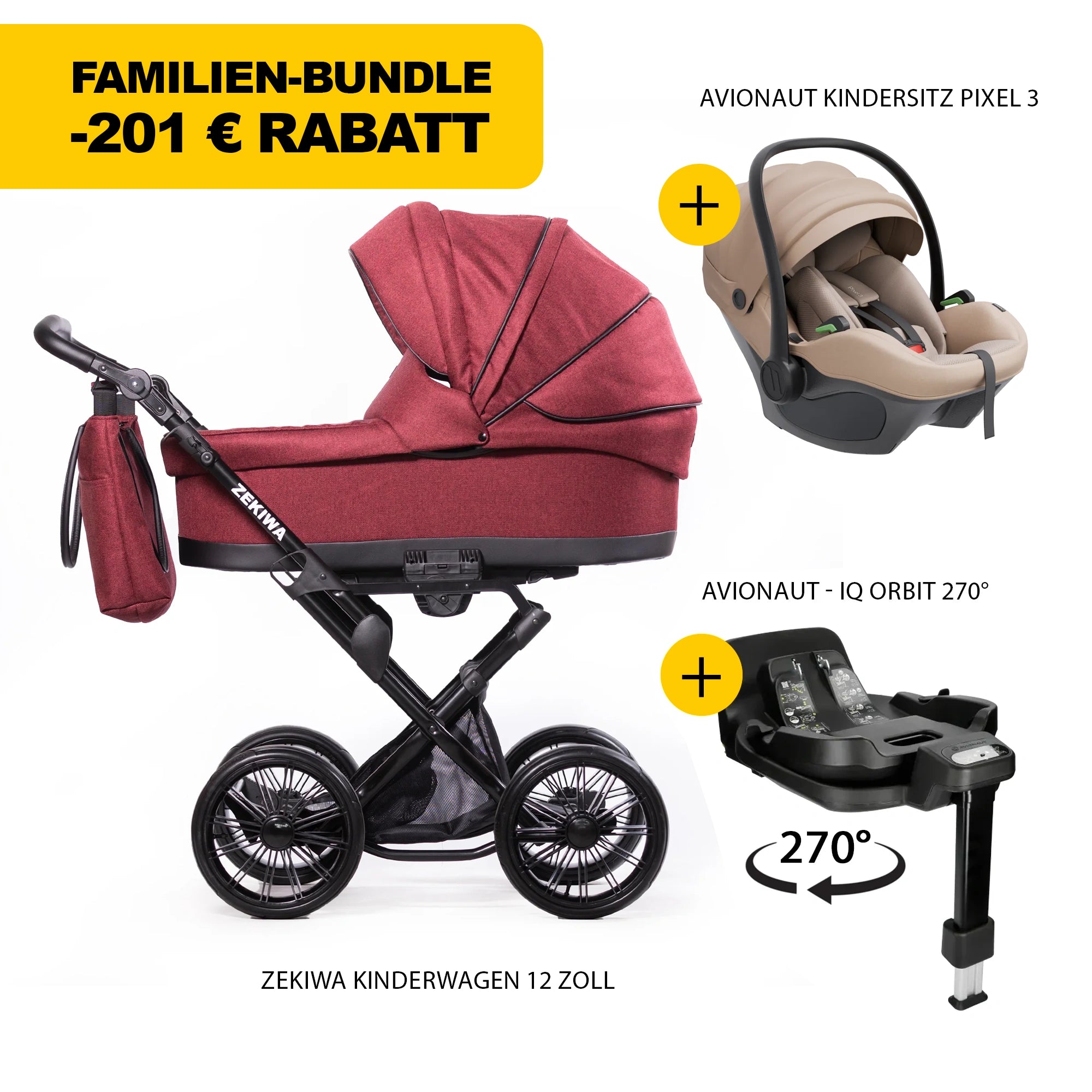 ZEKIWA 4 in 1 Kinderwagen Bundle - Waldbeere
