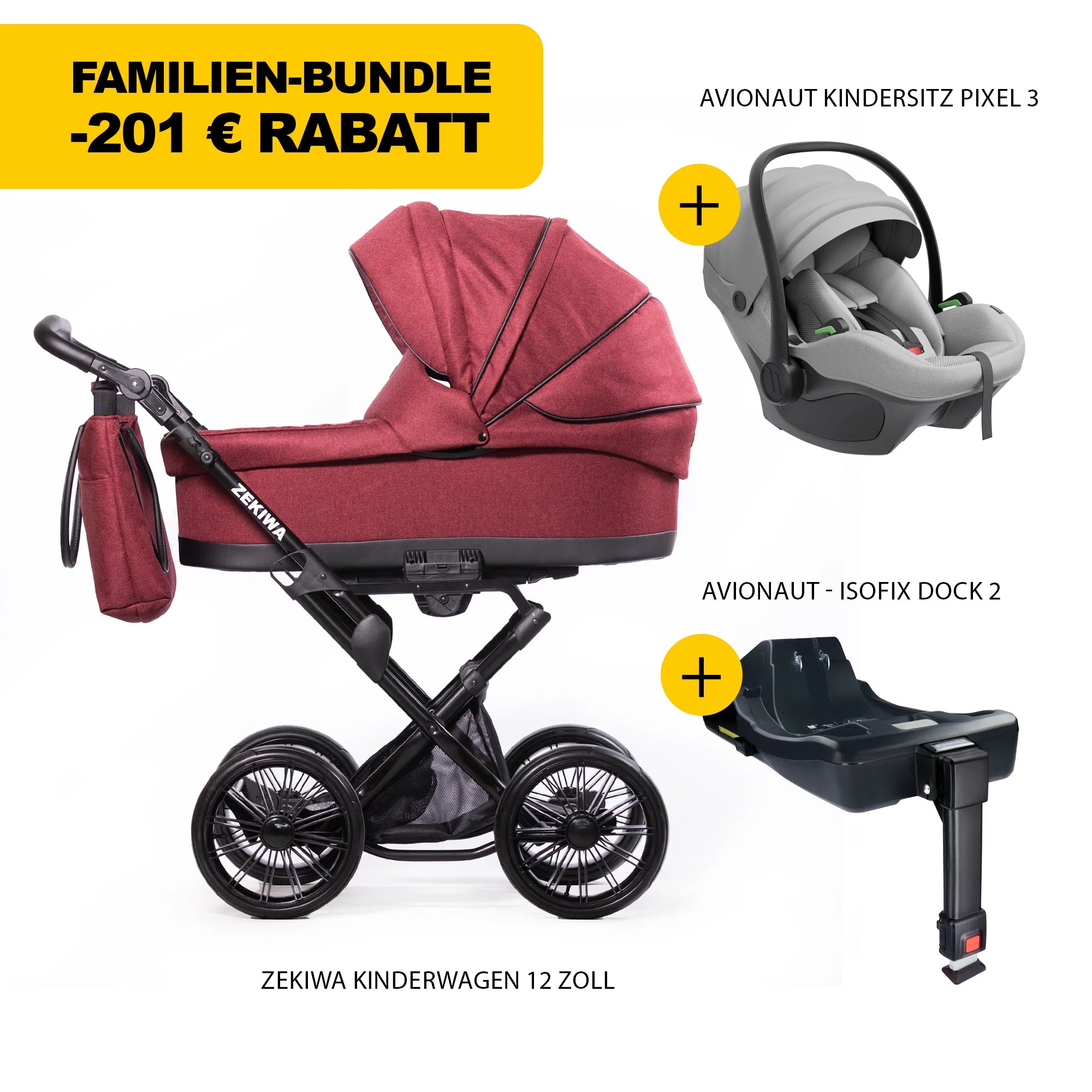 ZEKIWA 4 in 1 Kinderwagen Bundle - Waldbeere
