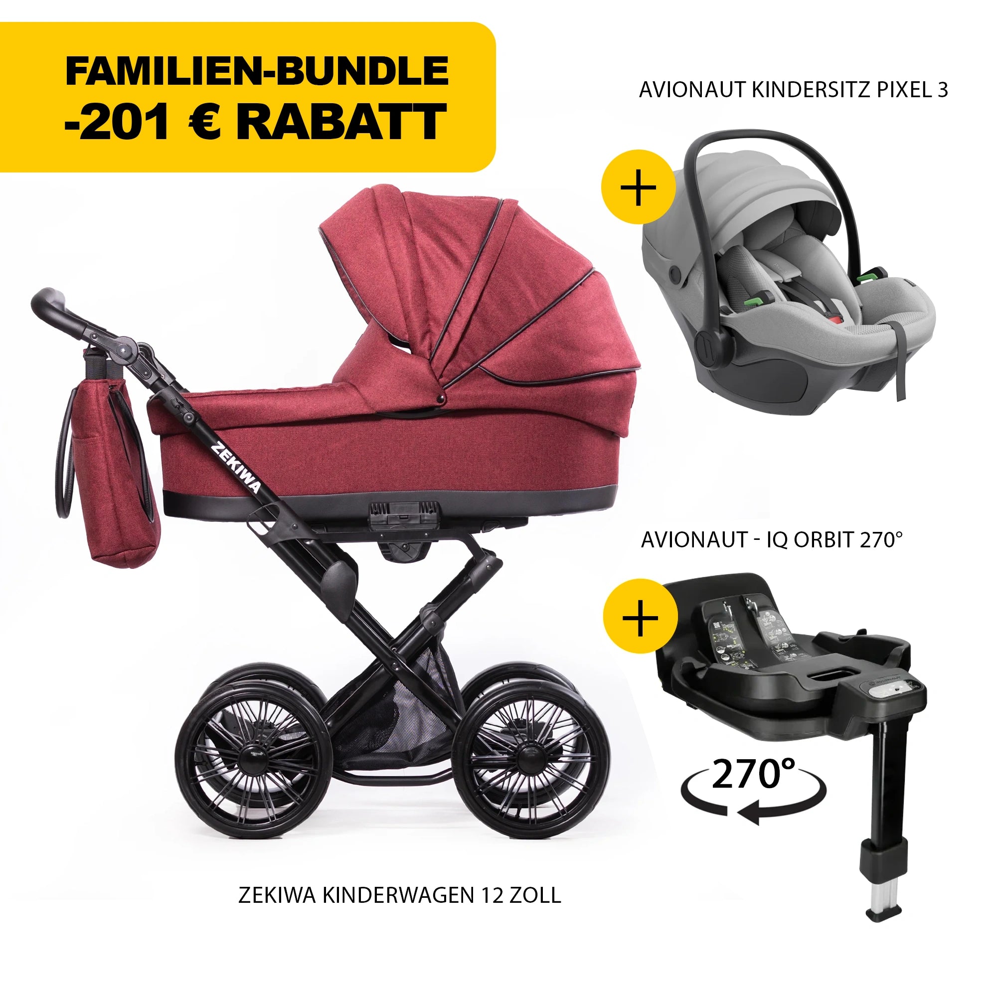 ZEKIWA 4 in 1 Kinderwagen Bundle - Waldbeere