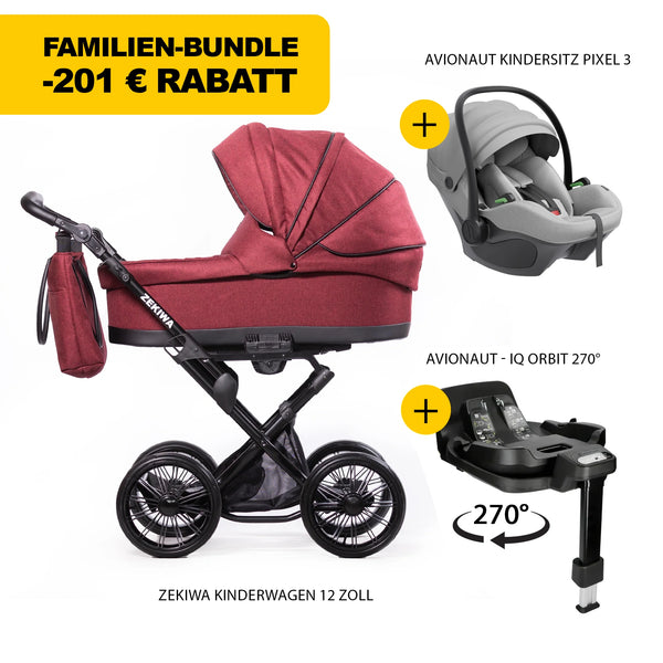 ZEKIWA 4 in 1 Kinderwagen Bundle - Waldbeere