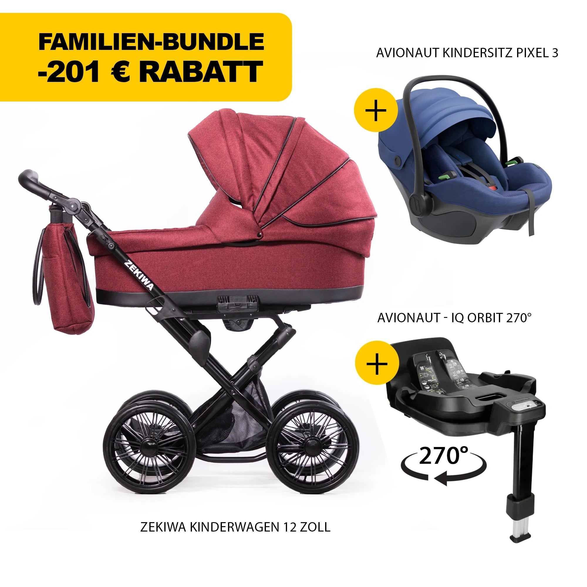 ZEKIWA 4 in 1 Kinderwagen Bundle - Waldbeere