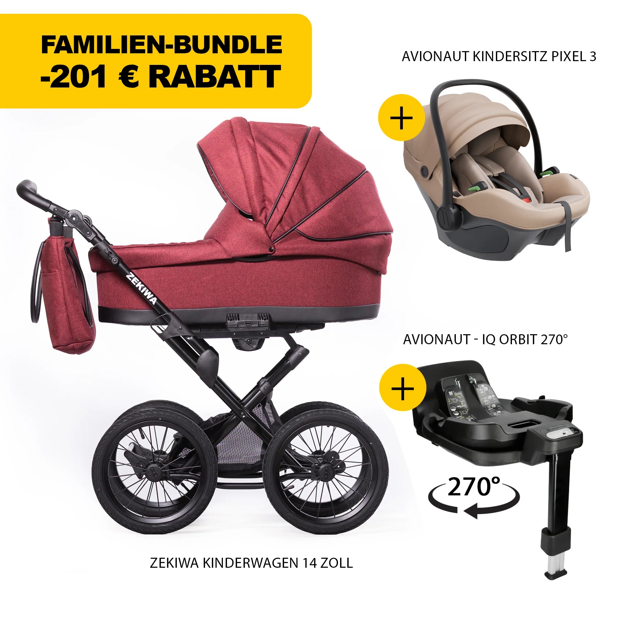 ZEKIWA 4 in 1 Kinderwagen Bundle - Waldbeere