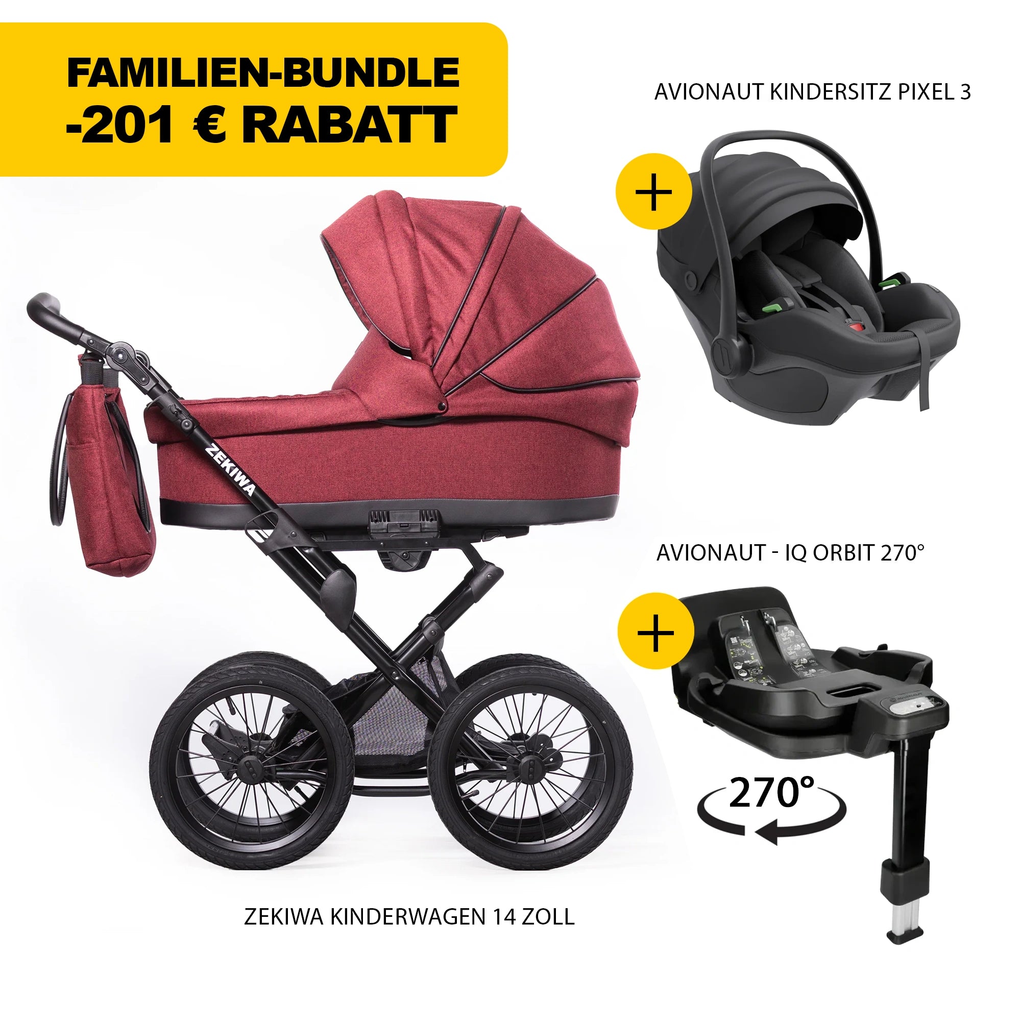 ZEKIWA 4 in 1 Kinderwagen Bundle - Waldbeere