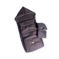 Warmer Winter Fußsack mit Handschuhen  für Kinderwagen oder Schlitten, graphit mit TEDDY Fell - 110 cm