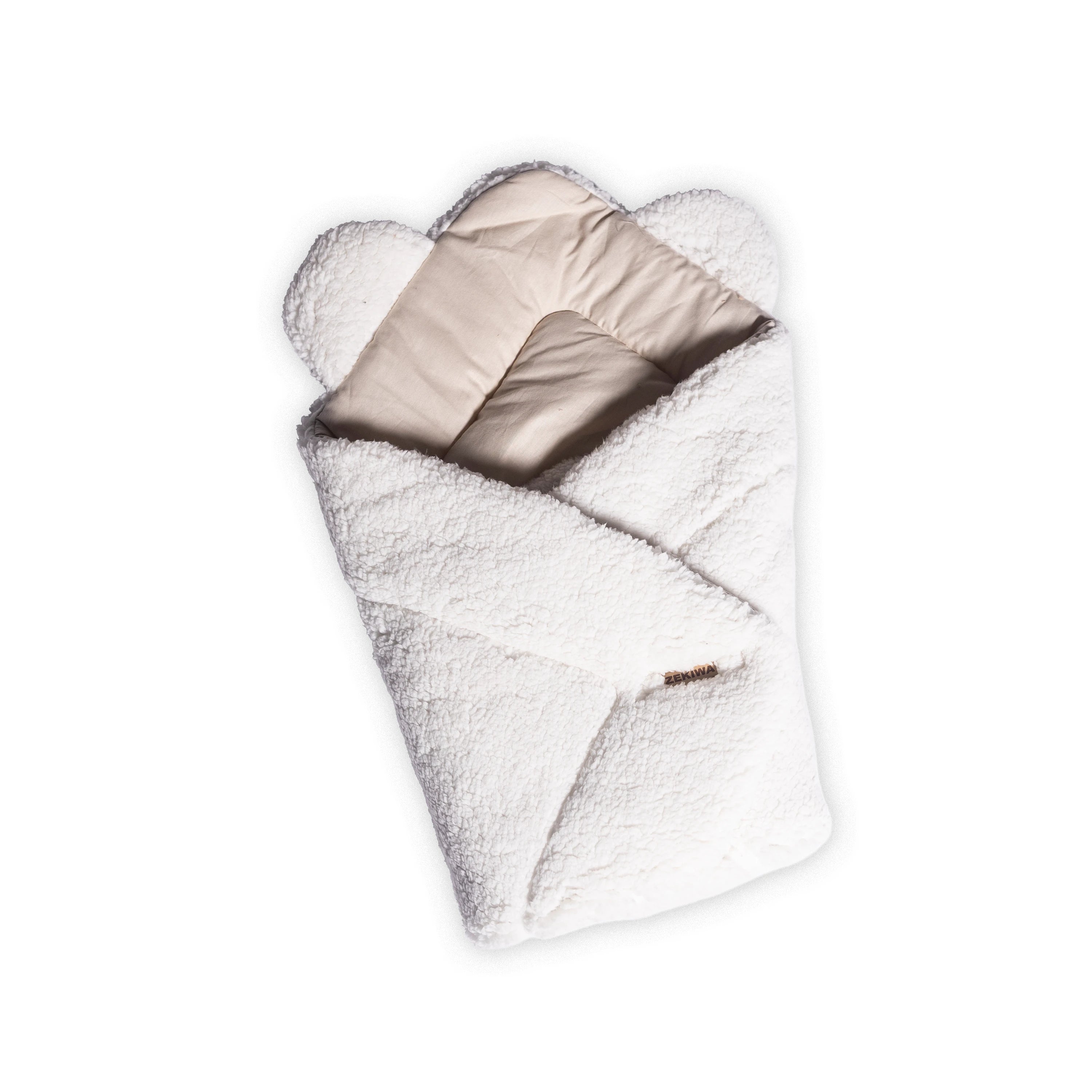 Puckdecke - Kokon, Baby Einschlagdecke - beige - für Kinderwagen geeignet