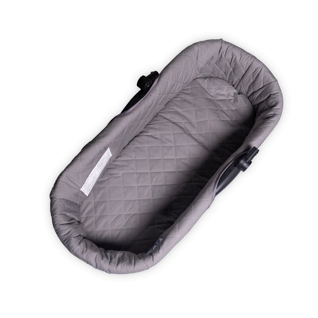 Nestchen & Matratze für ZEKIWA Kinderwagen – Grau, abgesteppt, mit seitlichem Klettverschluss (81 cm)