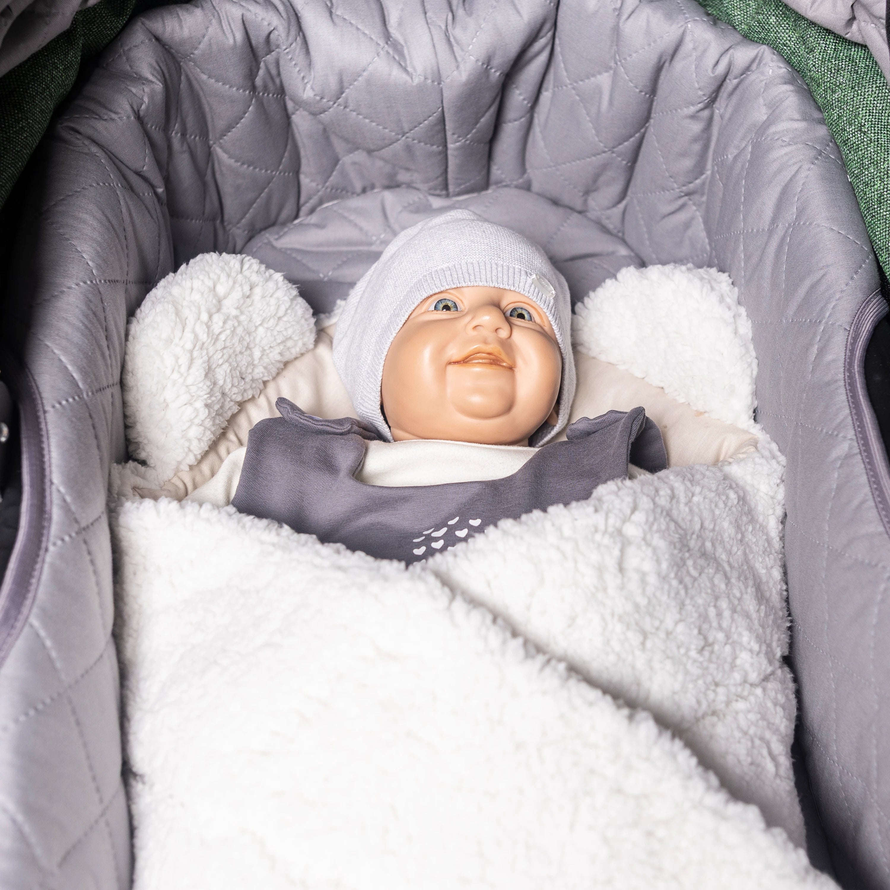 Puckdecke - Kokon, Baby Einschlagdecke - beige - für Kinderwagen geeignet